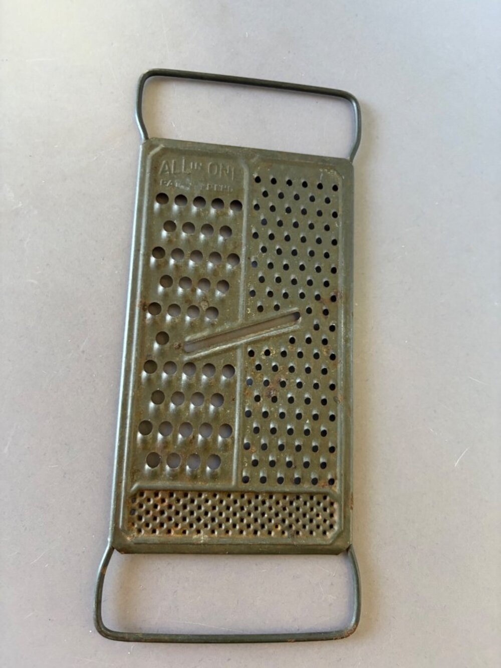 Vintage All-In-One Metal Grater With Handles Rustic Kitchen Decor 10" Length